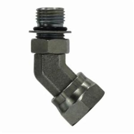 MIDLAND METAL Swivel Adapter, 111612 x 12 Nominal, Male ORing Boss x Female NPSM, 45 deg, 2900 to 3600 psi,  6902NWO128